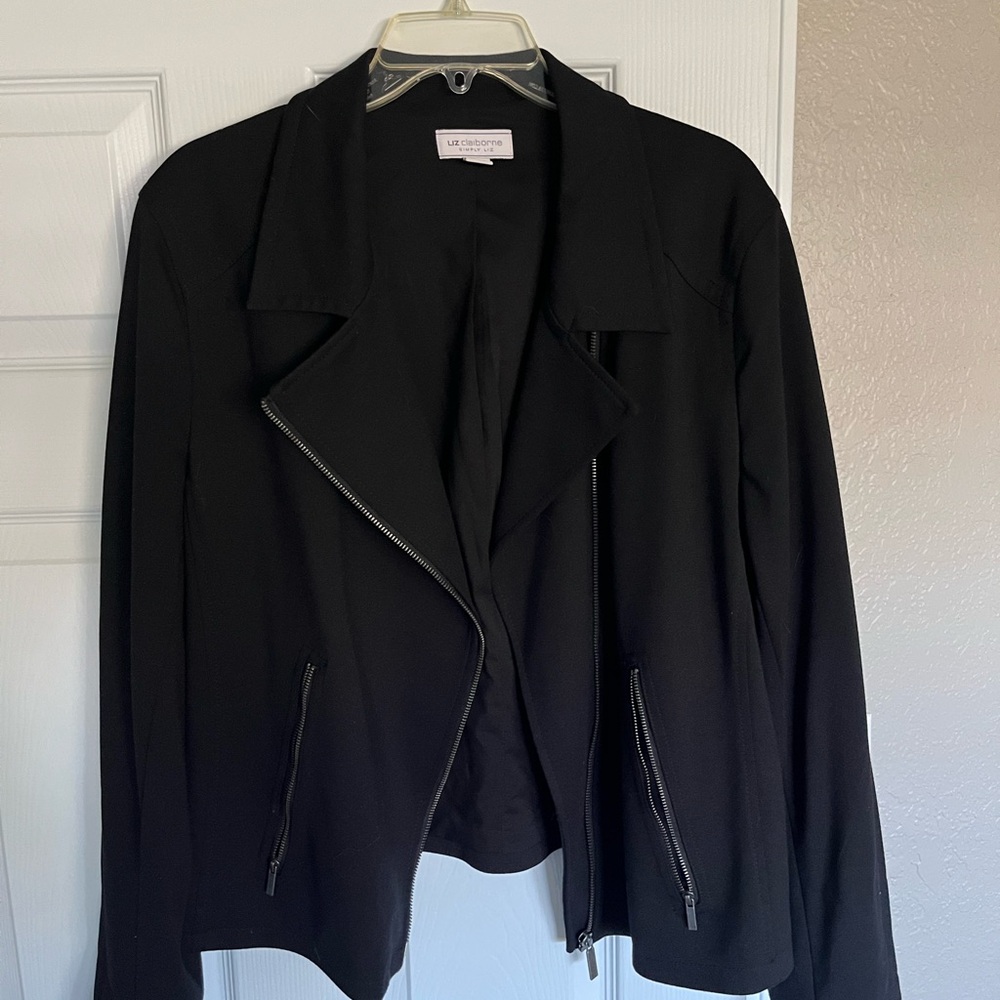 Liz Claiborne Black Moto Jacket with Zipper Details